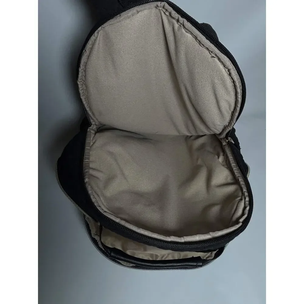 Light Flight Black Quilted Backpack Gold Zipper Travel School Bag